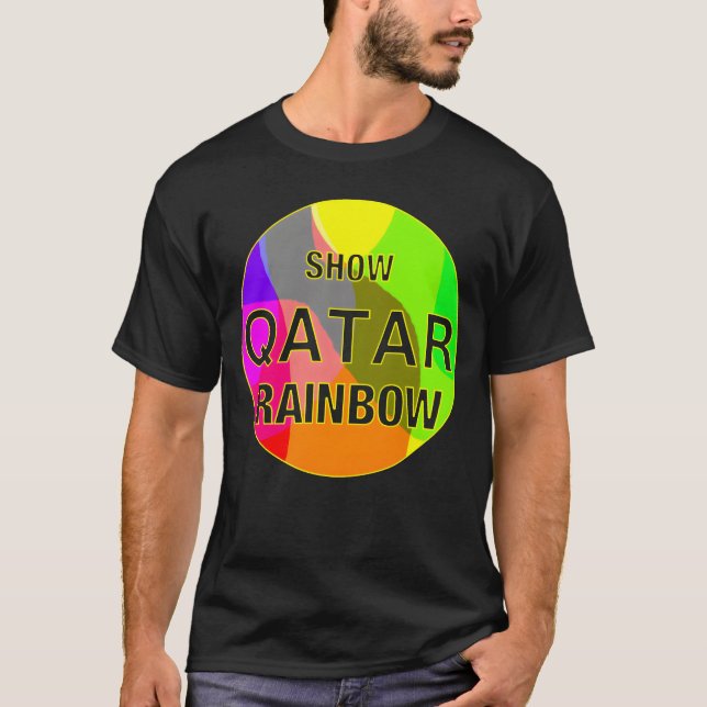 Zeige Katar Regenbogen Retro T-Shirt (Vorderseite)