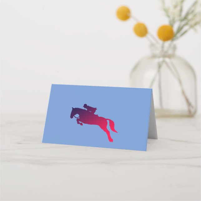 Zeige, wie ein Jumper ein Hindernis beseitigt. Ort Platzkarte (Vorderseite)