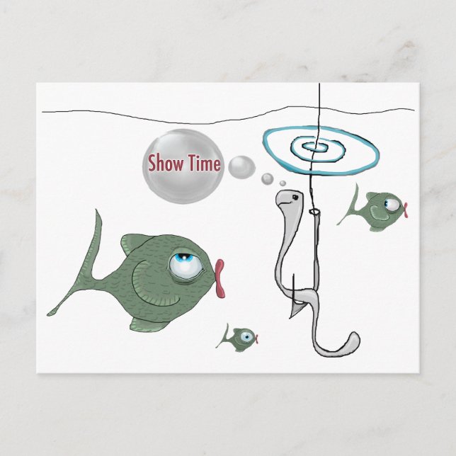 "Zeige Zeit" Funny Fish Postcard Postkarte (Vorderseite)