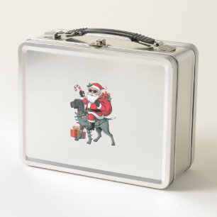 Zeigehund Lover Funny Santa Riding Zeigehund Metall Brotdose