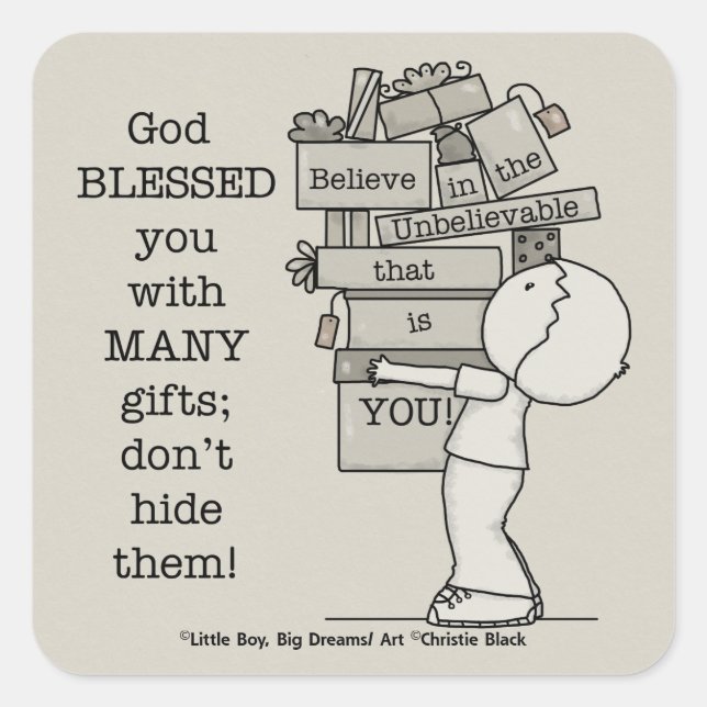 Zeigen Sie Ihre Geschenke Quadratischer Aufkleber (Vorderseite)