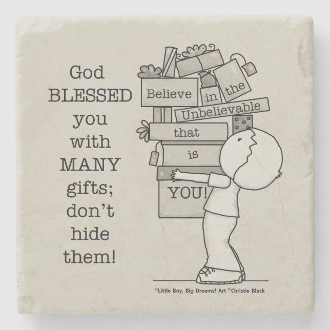 Zeigen Sie Ihre Geschenke Steinuntersetzer (Vorderseite)