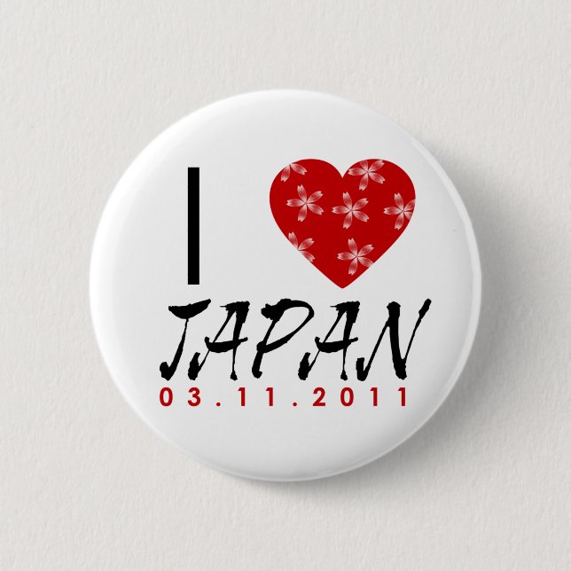 Zeigen Sie Ihre Liebe nach Japan Button (Vorderseite)