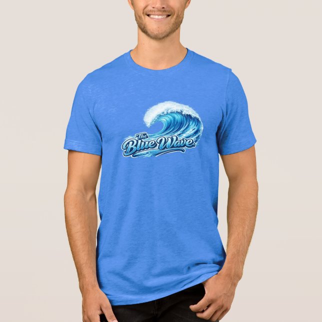 Zeigen Sie Ihre Unterstützung für die blaue Welle  Tri-Blend Shirt (Vorderseite)