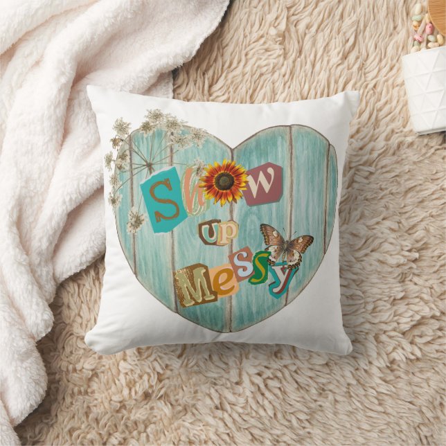 Zeigen Sie Messy Heart Boho Throw Kissen auf (Decke)