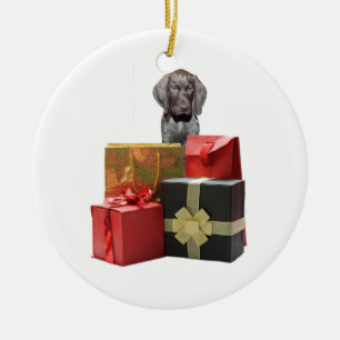 Zeiger-Welpen-Weihnachtsgeschenke Keramik Ornament