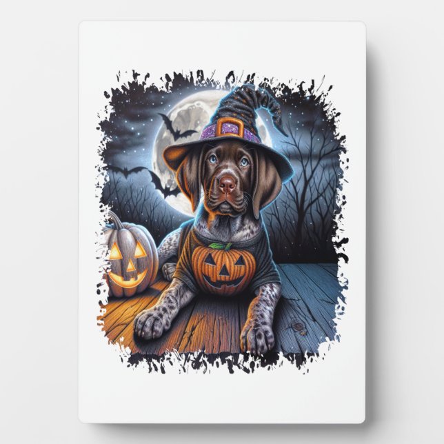 Zeigerhund Halloween Quadrat Fotoplatte (Vorderseite)