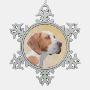 Zeigermalerei - Niedliche Originalkunst des Hundes Schneeflocken Zinn-Ornament