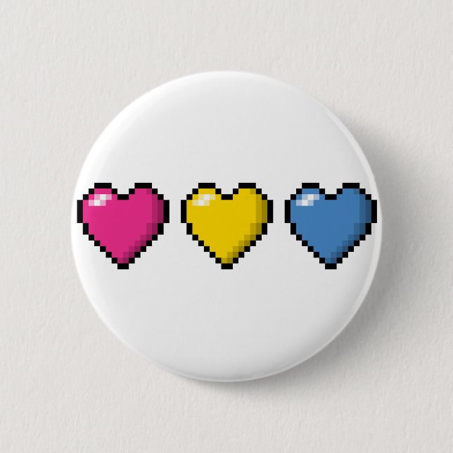 Zeile mit drei Pansexual Pride Flag Pixel Herz Button (Vorderseite)