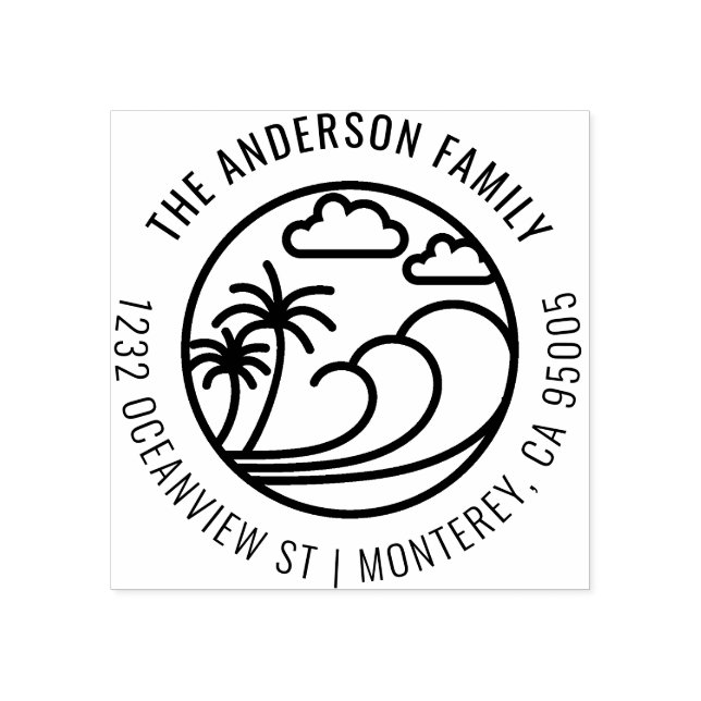 Zeile Zeichnend Rücksendeadresse der Tropenwelle Gummistempel (Prägung)