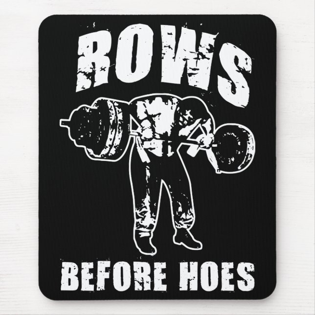 Zeilen vor den Haues - Funny Barbell Row Workout Mousepad (Vorne)