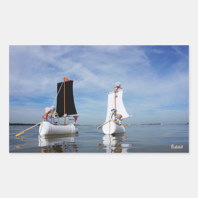 Zeilende Fubby's die op avontuur gaan. Rechteckiger Aufkleber (Vorderseite)