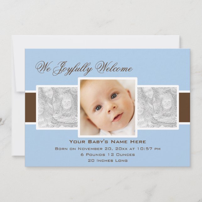 Zeit 3 Geburtsankündigung (blau) Ankündigung (Vorderseite)