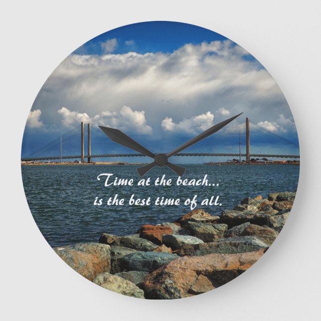 Zeit an der Indian River Bridge Wall Clock Große Wanduhr (Vorderseite)