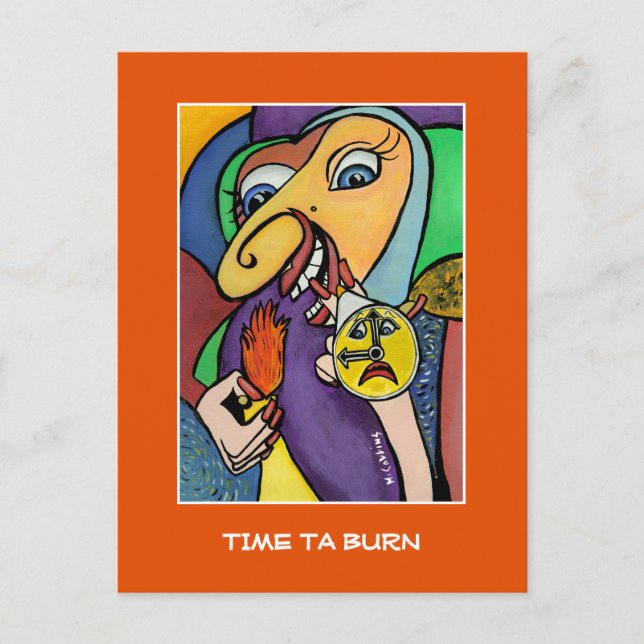 Zeit bis zum Brennen auf orangefarbenen - Zeitpunk Postkarte (Vorderseite)