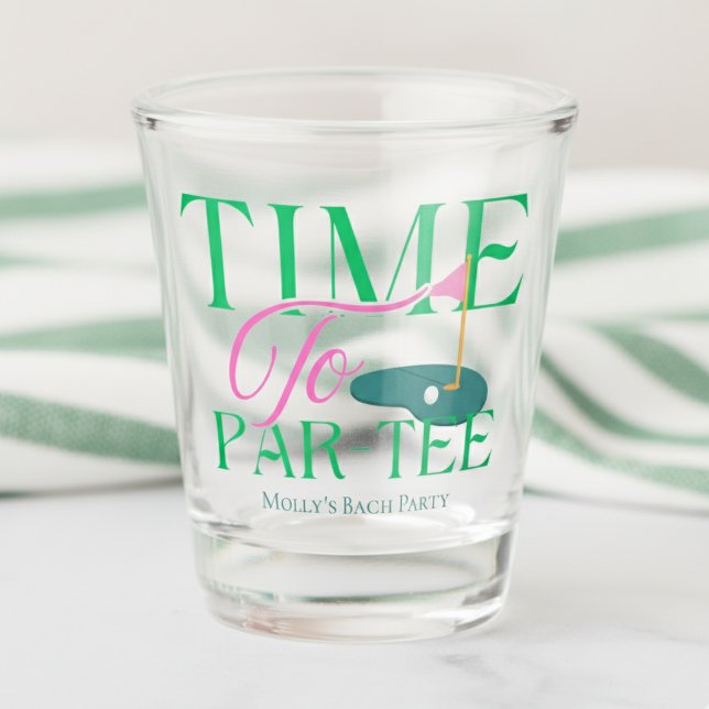 Zeit bis zum Par-T-Shirt - Golf-Themed Bachelorett Schnapsglas (Get ready to swing into celebration with this “Time to Par-Tee” design!)