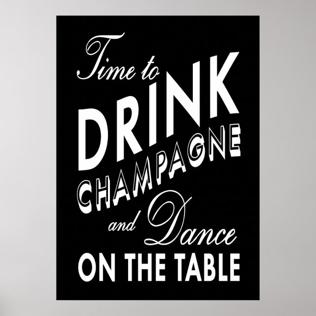 Zeit, Champagner Black Poster zu trinken (Vorne)