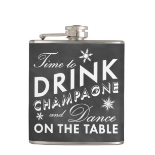 Zeit, Champagner Chalkboard Holiday Flask zu trink Flachmann