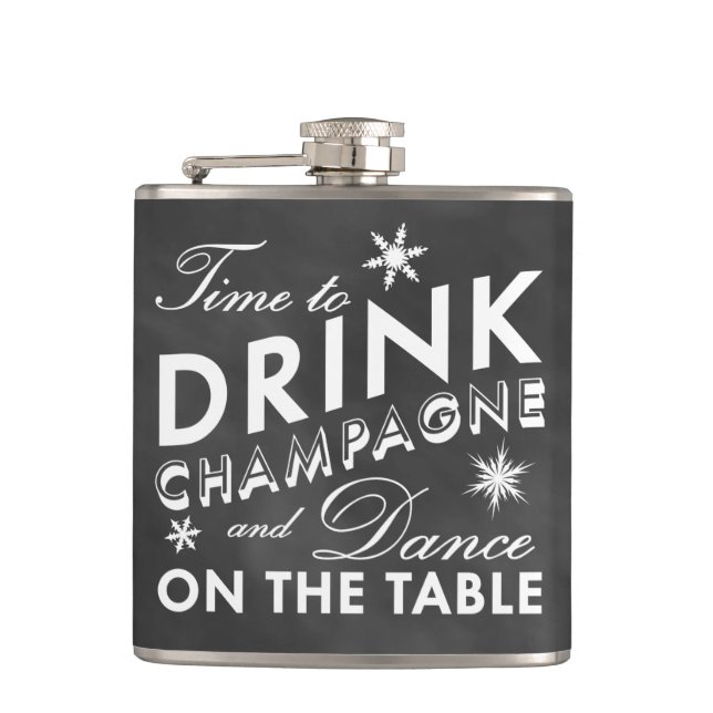 Zeit, Champagner Chalkboard Holiday Flask zu trink Flachmann (Vorderseite)