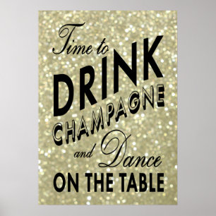 Zeit, Champagner Gold Poster zu trinken