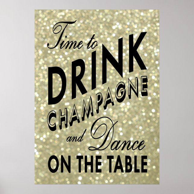 Zeit, Champagner Gold Poster zu trinken (Vorne)