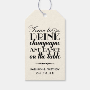 Zeit, Champagnerangebot Hochzeit Geschenkanhänger
