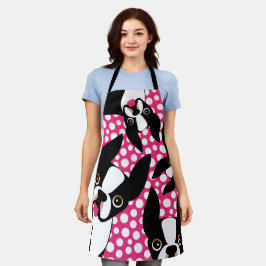 Zeit, den Boston Terriers Pink Polka Dot Füttern Schürze