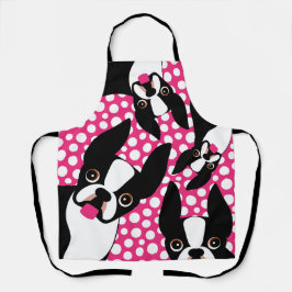 Zeit, den Boston Terriers Pink Polka Dot Füttern Schürze