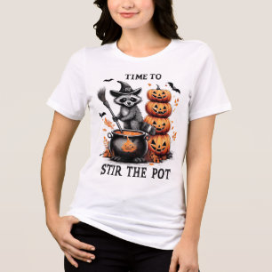 Zeit, den Pot - Raccoon Halloween T - Shirt zu umr