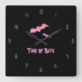 Zeit der Fledermäuse - Rosa und Lila Abstrakter Po Quadratische Wanduhr