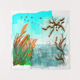 Zeit des Vergnügens mit zeitgenössischer Optik im  Wandteppich