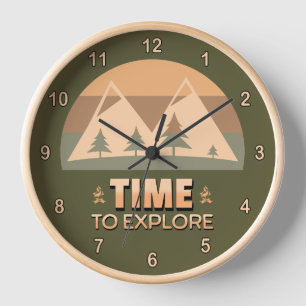 Zeit, die Berge zu erkunden Vintage Sonnenuntergan Uhr