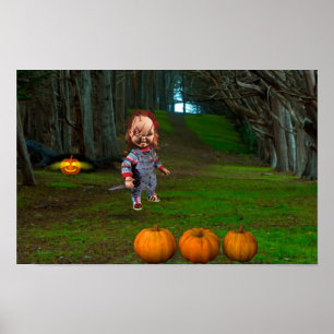 Zeit, die Kürbisse für Halloween auszuhöhlen. Poster