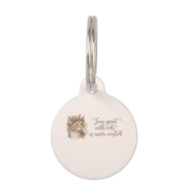 Zeit, die mit Katzen verbracht wird, Niedliches Ca Haustiermarke (Vorderseite)