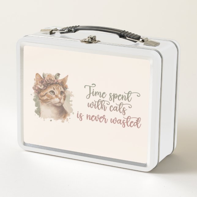 Zeit, die mit Katzen verbracht wird, verschwendet  Metall Brotdose (Vorderseite)