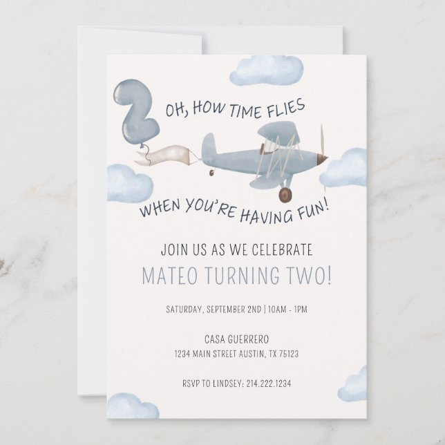 ZEIT FLIEGT BIRTHDAY EINLADUNG (Vorderseite)