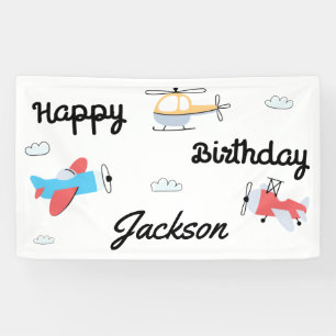 Zeit fliegt Flugzeug Hubschrauber Happy Birthday Banner