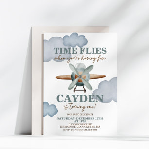 Zeit fliegt Flugzeug zum ersten Geburtstag Einladung