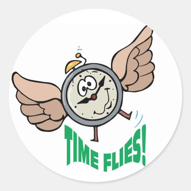 Zeit fliegt runder aufkleber (Vorderseite)
