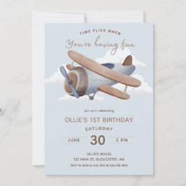 Zeit Fliegt Vintage Reise Erster Geburtstag Einladung