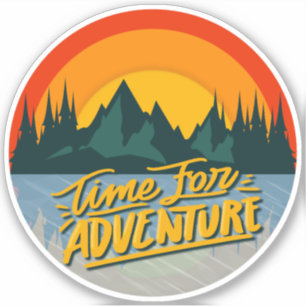 Zeit für Abenteuer Retro-Stil Aufkleber