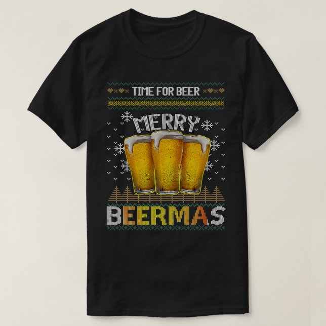 Zeit für Biere Merry Beermas Weihnachtsbär L T-Shirt (Design vorne)