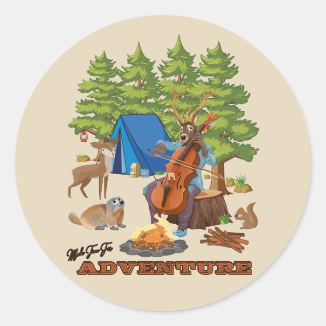 Zeit für das Camping der Elche Runder Aufkleber (Vorderseite)