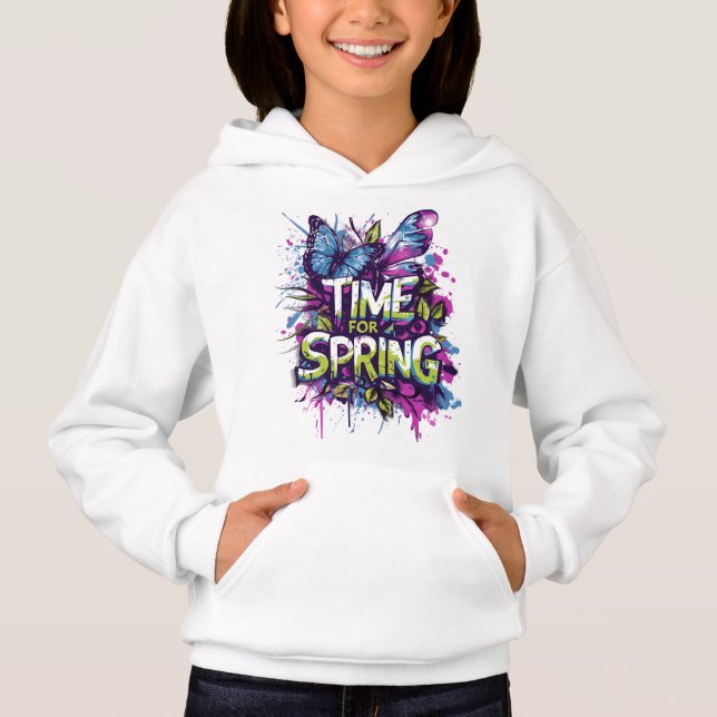 Zeit für den Frühling - Graffiti Spray Slash Girls Hoodie (Vorderseite)