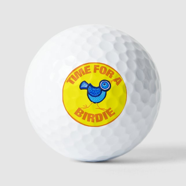 Zeit für den gelben Hintergrund einer Birdie Golfball (Vorderseite)