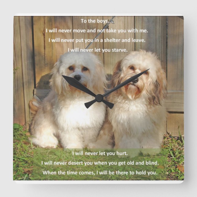 Zeit für die Jungen Quadratische Wanduhr (Vorderseite)