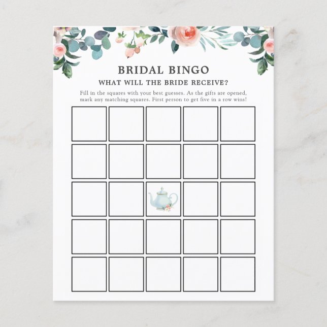 Zeit für die Tea Bridal Bingo Game Card (Vorderseite)