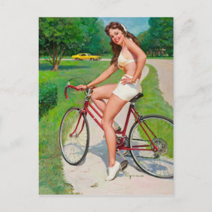 Zeit für eine Fahrt - Retro Pin-up Mädchen Postkarte