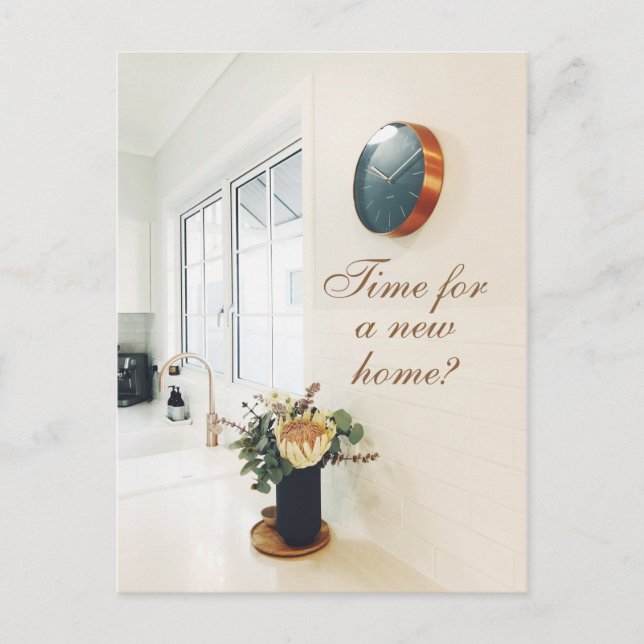 Zeit für eine neue Zuhause Real Anwesen Werbung Postkarte (Vorderseite)
