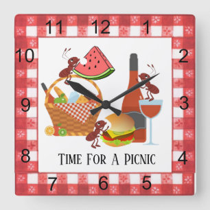 Zeit für eine Picknick Quadratische Acryl-Wanduhr Wanduhr